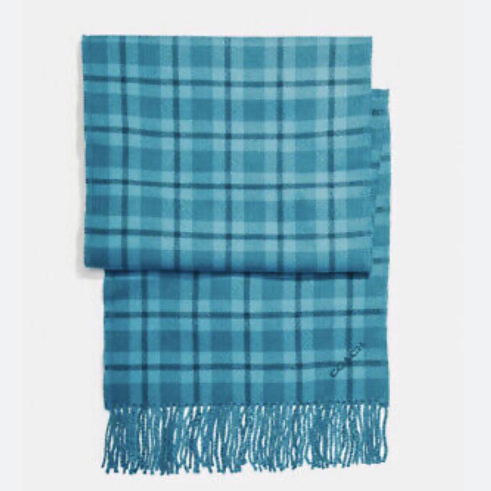 Ladies Coach Reversible Signature Plaid Double Face Fringe End Scarf Dark Teal